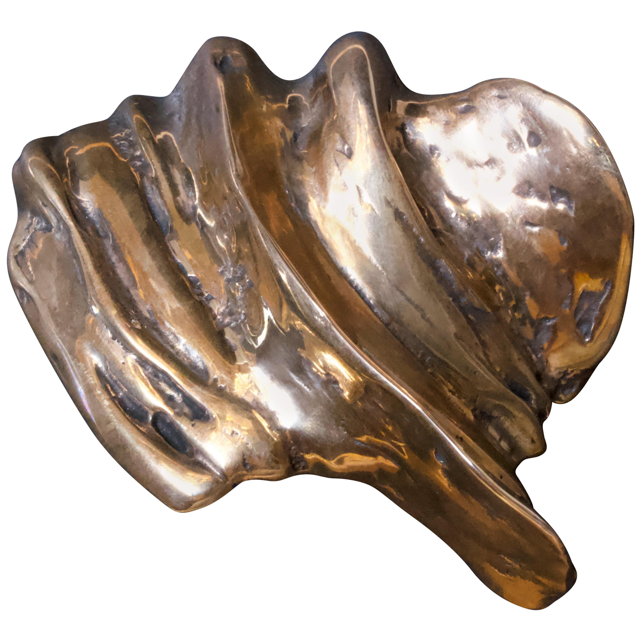 Contemporary Sculptural Bronze Handle - Calix - Cast in French Sand Molds For Sale