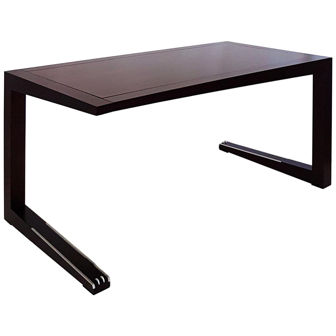Massimo Scolari Italian Solid Dark Painted Beech Wood Desk with Ebony Top For Sale