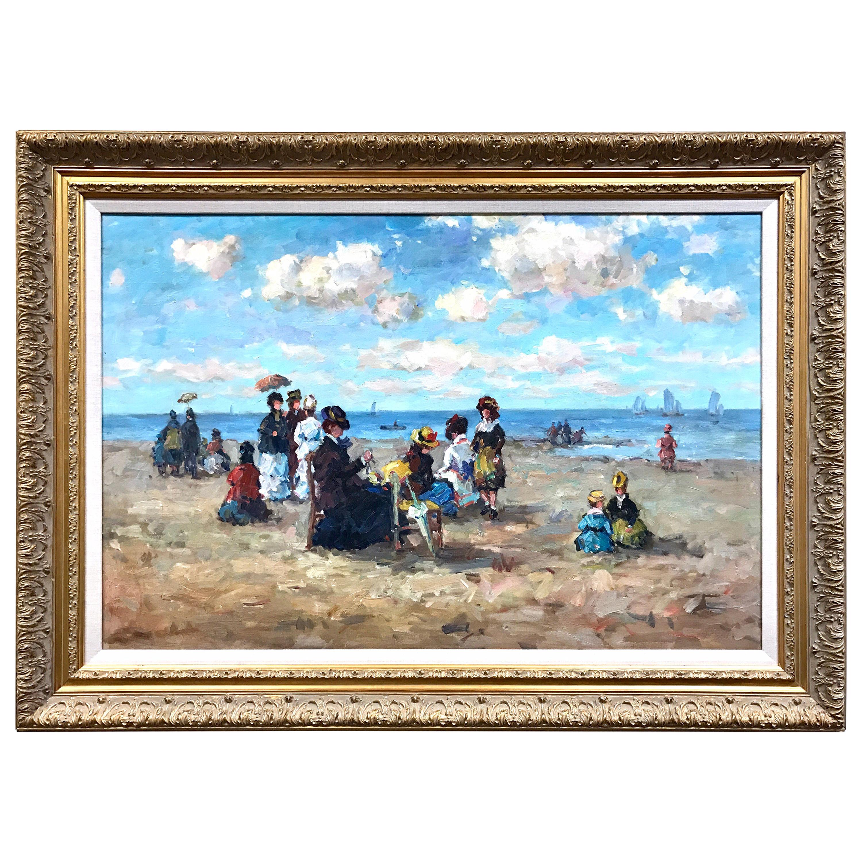 Women on the Beach Impressionist Oil Painting