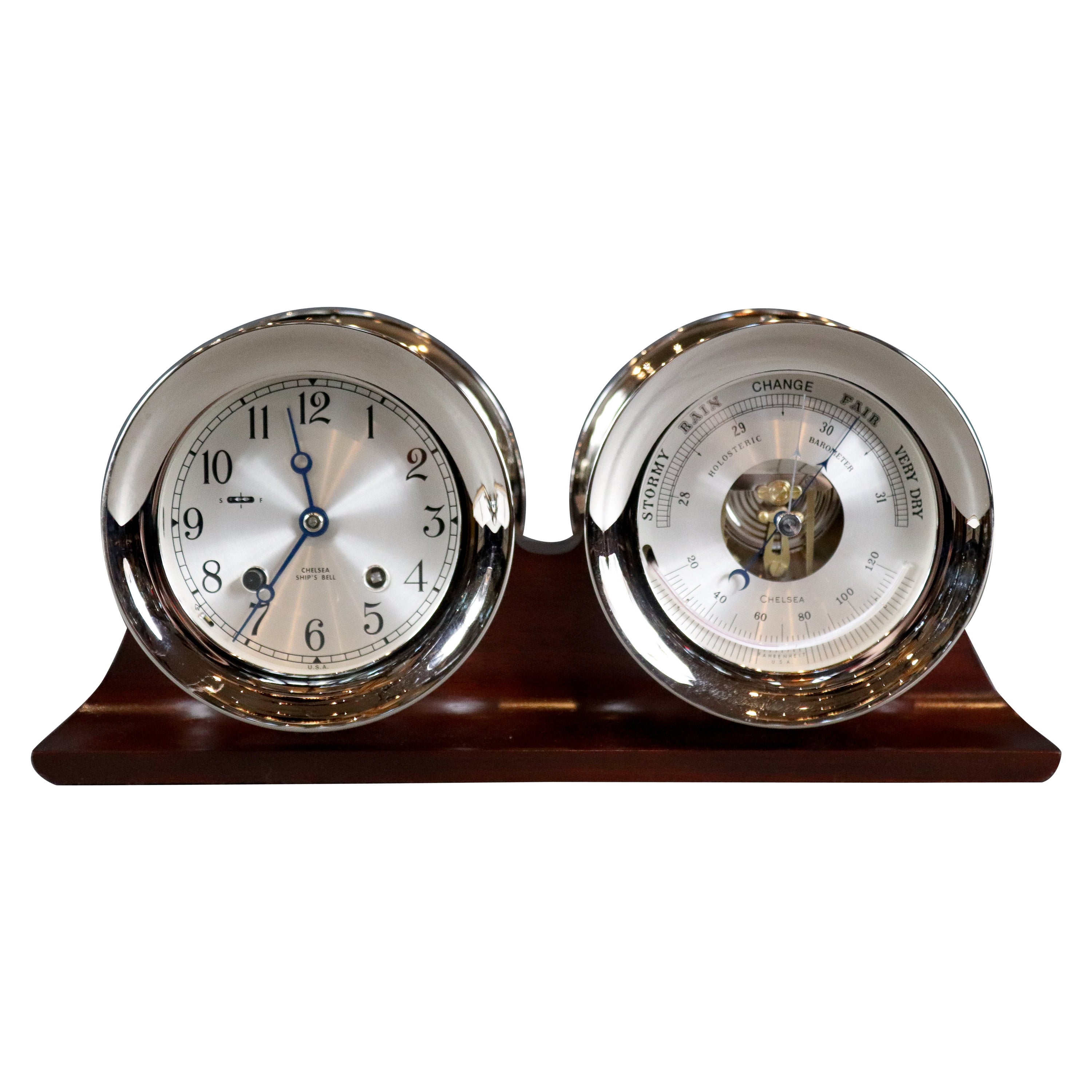 Vintage Schatz Brass Nautical Ship's Clock and Schatz Royal Mariner Barometer Set at 1stDibs