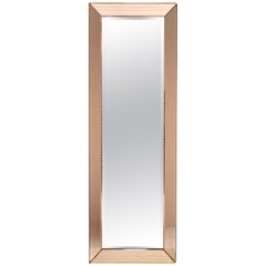 Art Deco Mirror with Beveled Frame of Copper-Colored Glass (H 58 3/4 x W 19 3/4)
