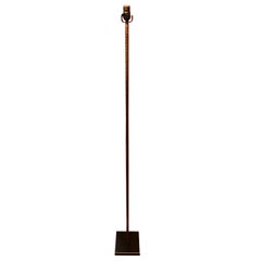 Tall and Narrow Gilt Faux Bamboo Floor Lamp in the Manner of Adnet