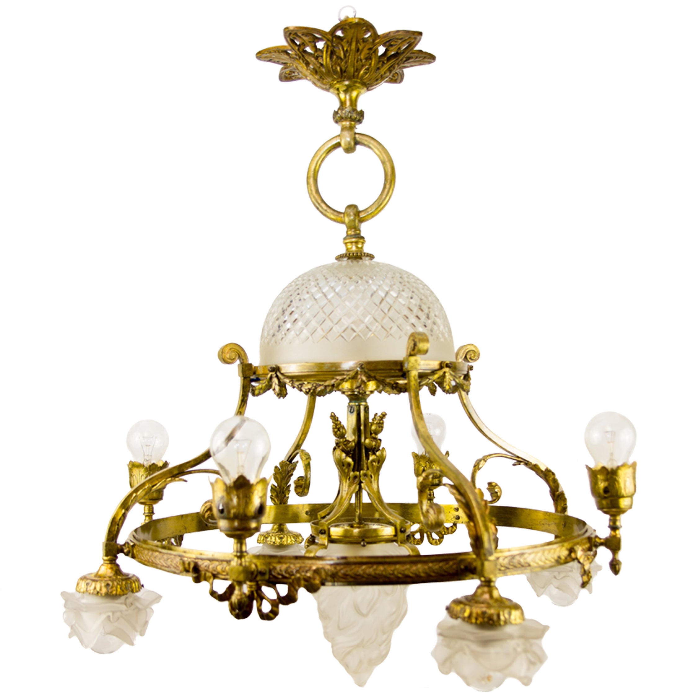 Belle Époque Style French Ormolu and Pink Porcelain TwelveLight