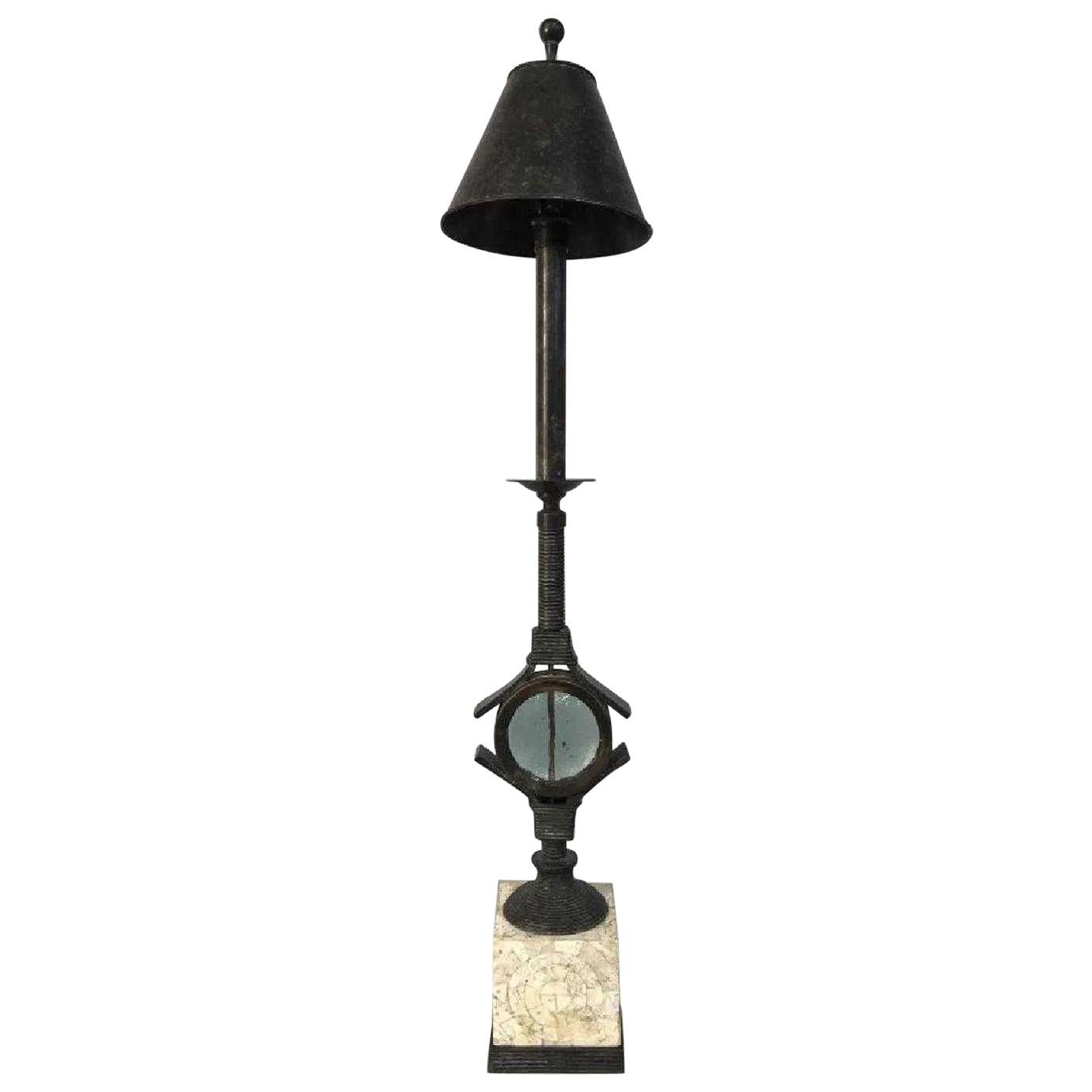 Bronze Toned Candlestick Style Metal Lamp