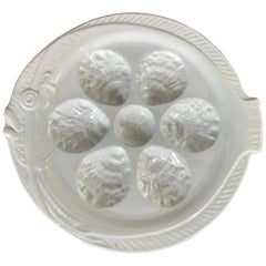 French Faience Oyster Plates of Koi Fish Form, Set of 10