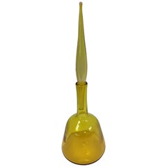 Vintage Mid Century Blenko Yellow Art Glass Decanter Bottle Vessel