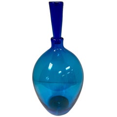 Mid-Century Modern Italian Blue Art Glass Vase Decanter