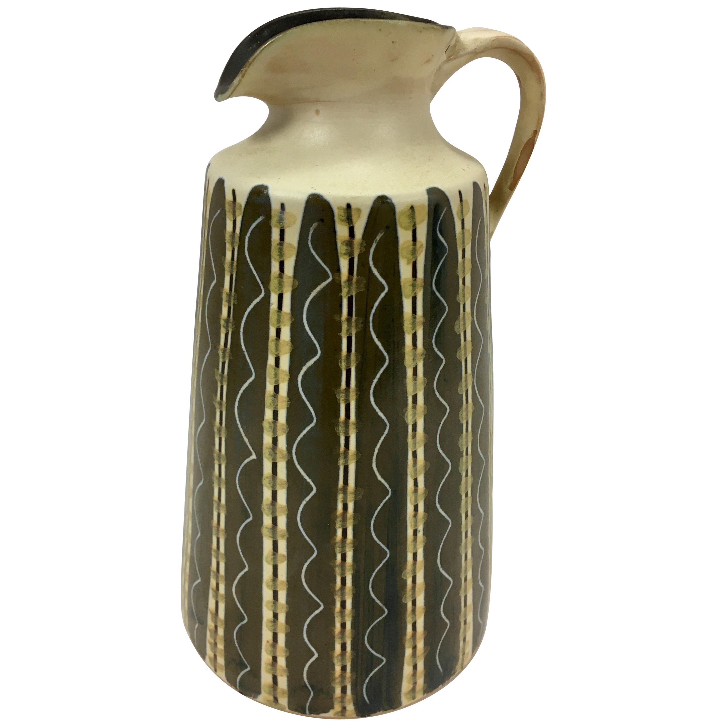 Signed Ceramic Water Pitcher Ady Mid-Century Modern, Italy
