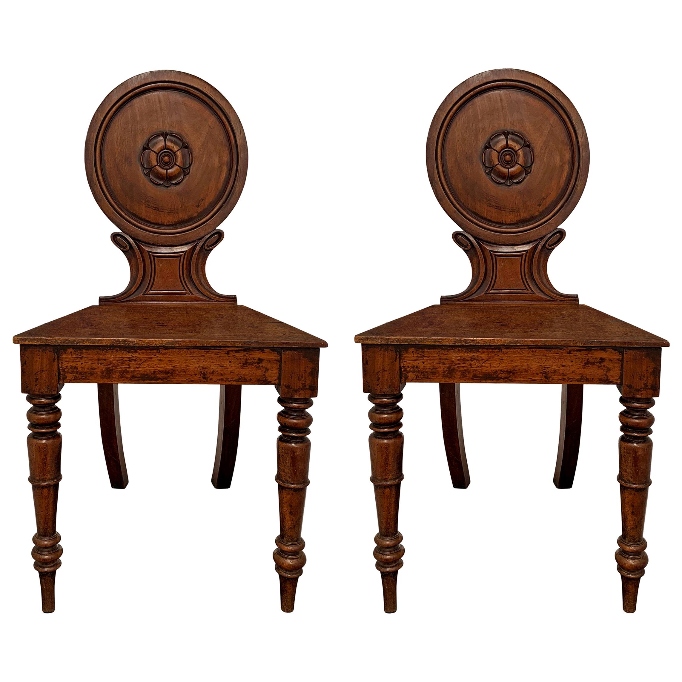 Pair of William IV Hall Chairs