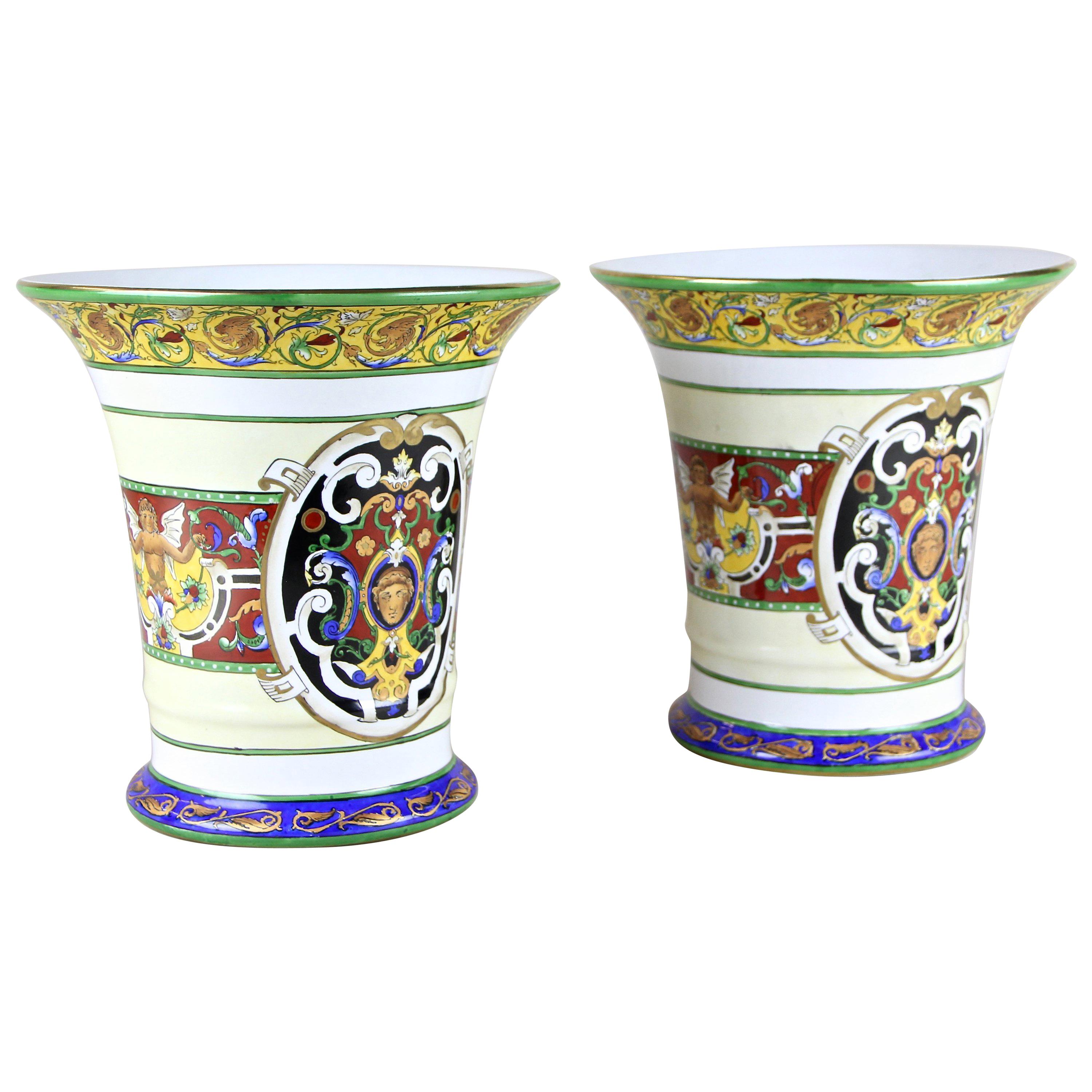 Pair of Hand Painted Porcelain Vases, Italy, circa 1900