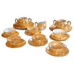 Chinese Fine Porcelain Tea Set of 20th Century Gold / Beige / Orange Color