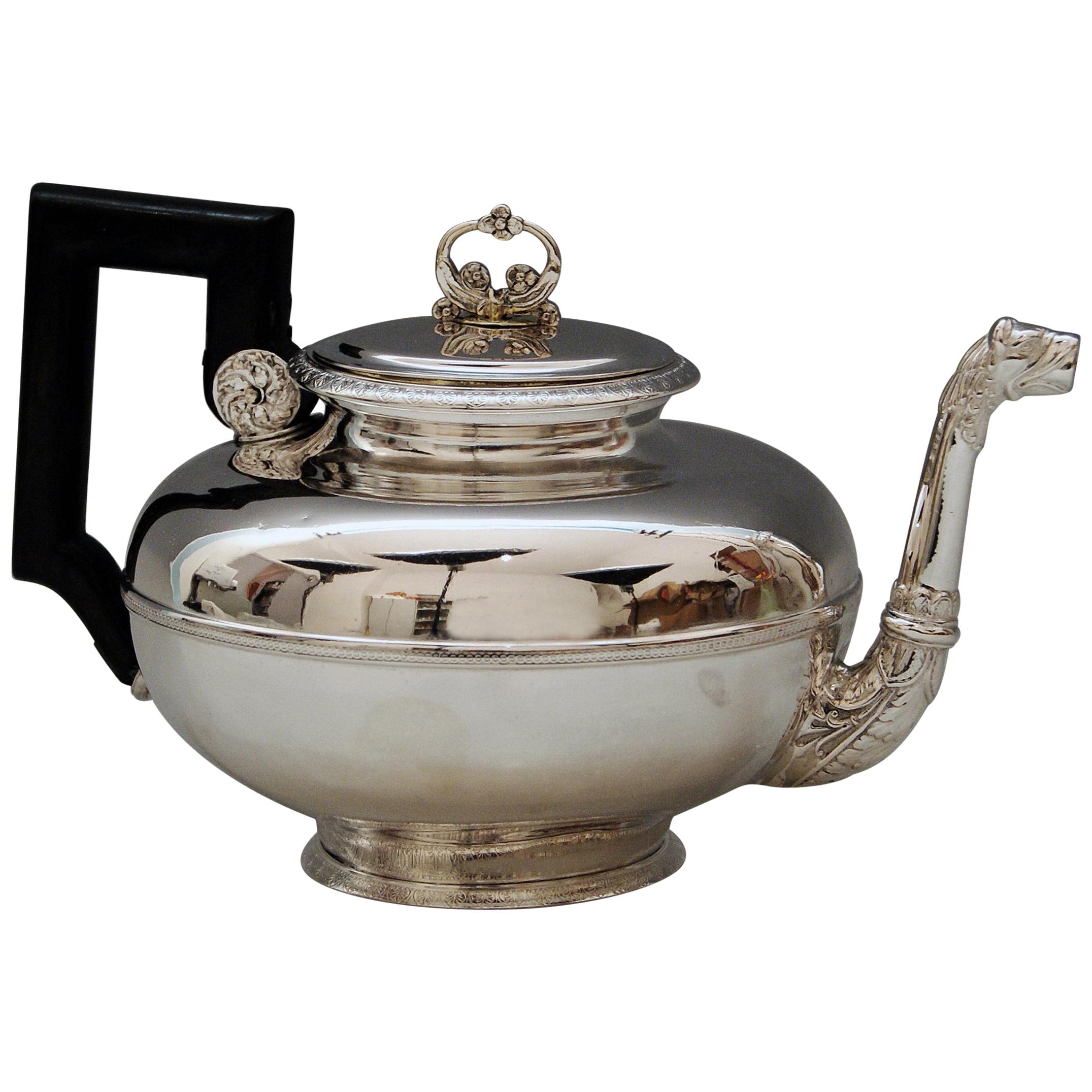 Silver Austria Vienna Tea Pot Biedermeier Period by Christian Sander Made 1829