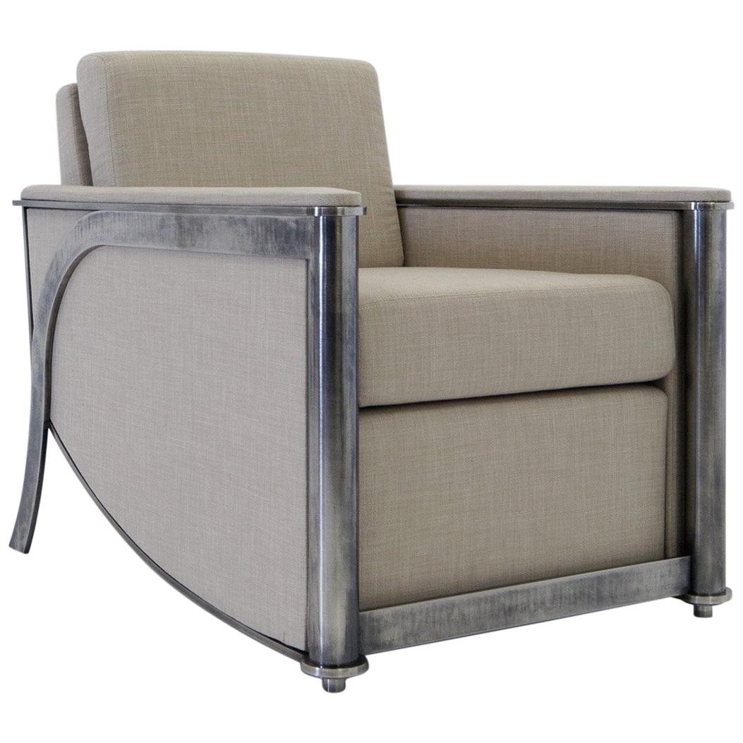 Constantine Club Chair with Fabric Upholstered Back and Seat by Mark Zeff