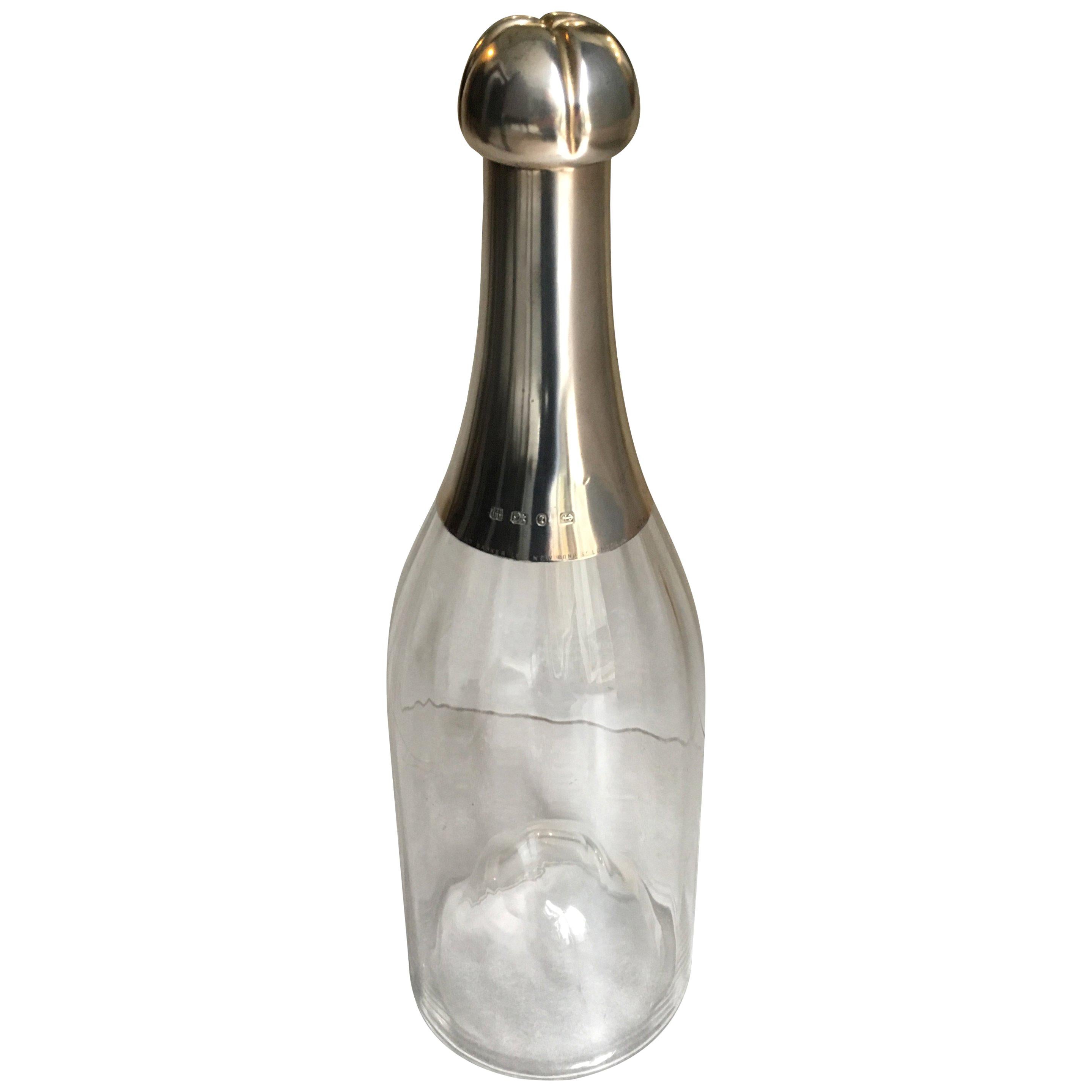 19th Century Victorian Sterling Silver Magnum Champagne Wine Decanter For Sale