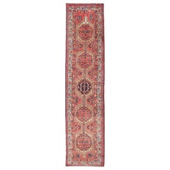 Geometric Antique Persian Heriz Runner with Six Medallions in Light tones