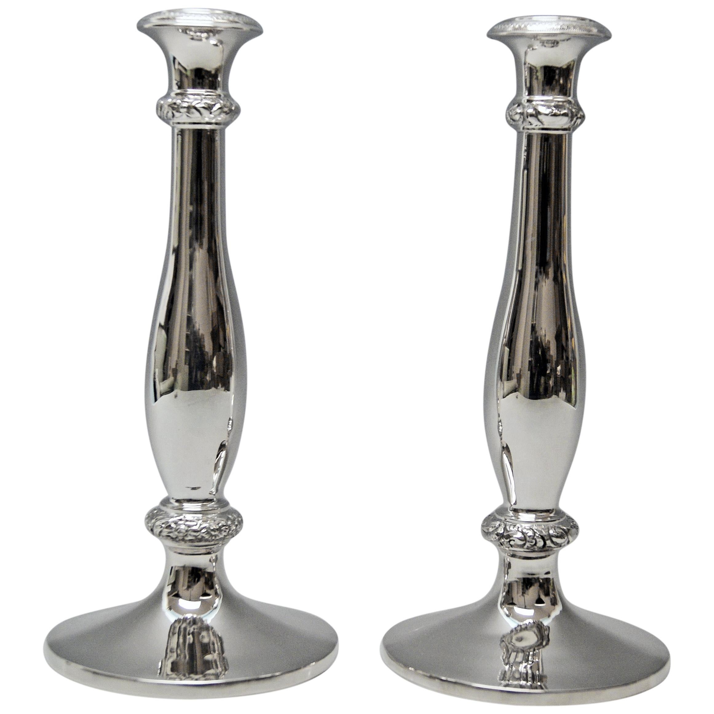 Silver 13 Lot Two Candlesticks Biedermeier Christian Sander, Vienna Austria 1846