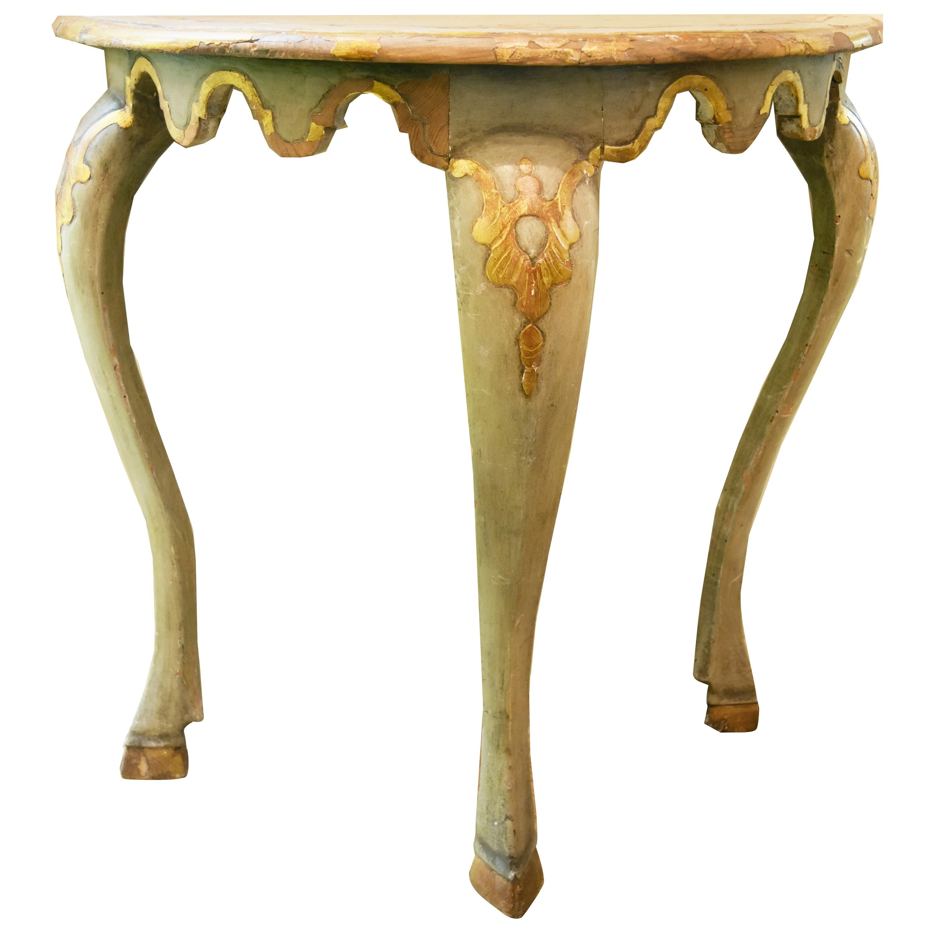 19th Century Itali Painted and Polychromed Console Table with Splayed Hoof Feet For Sale