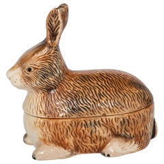 Stoneware Pate Dish and Cover Modeled as a Rabbit, France circa 1970