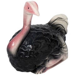 Stoneware Pate Dish and Cover Modeled as an Ostrich, France circa 1970