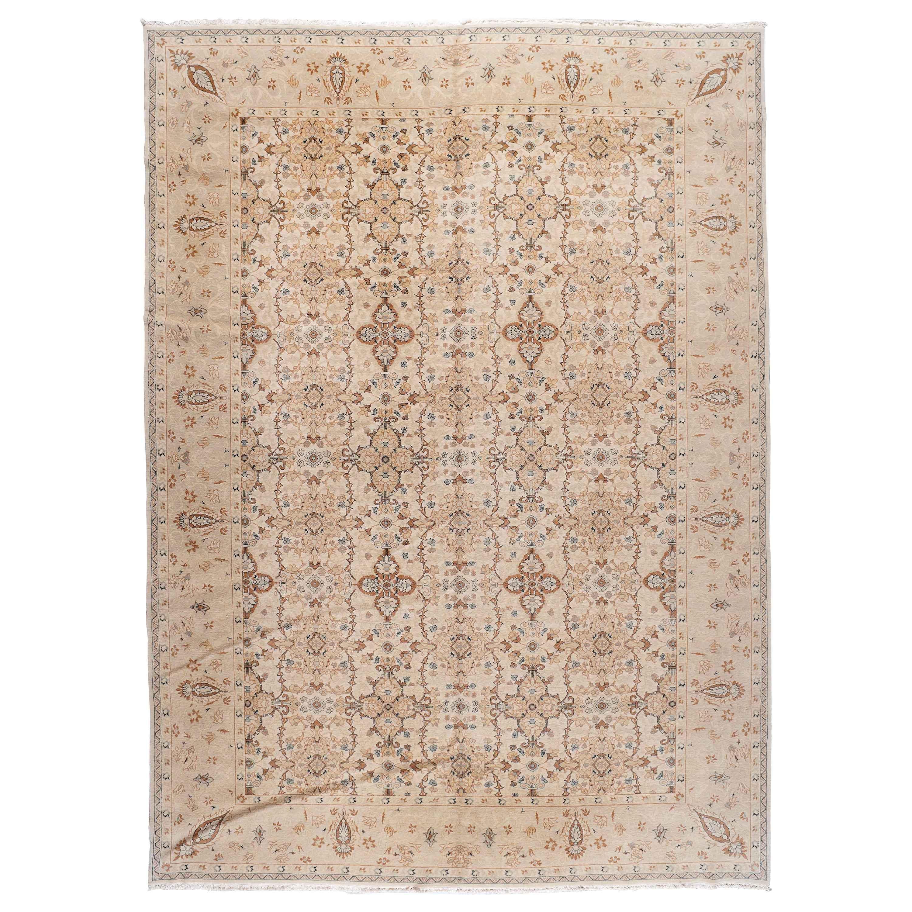 Beige Floral Pattern Area Rug