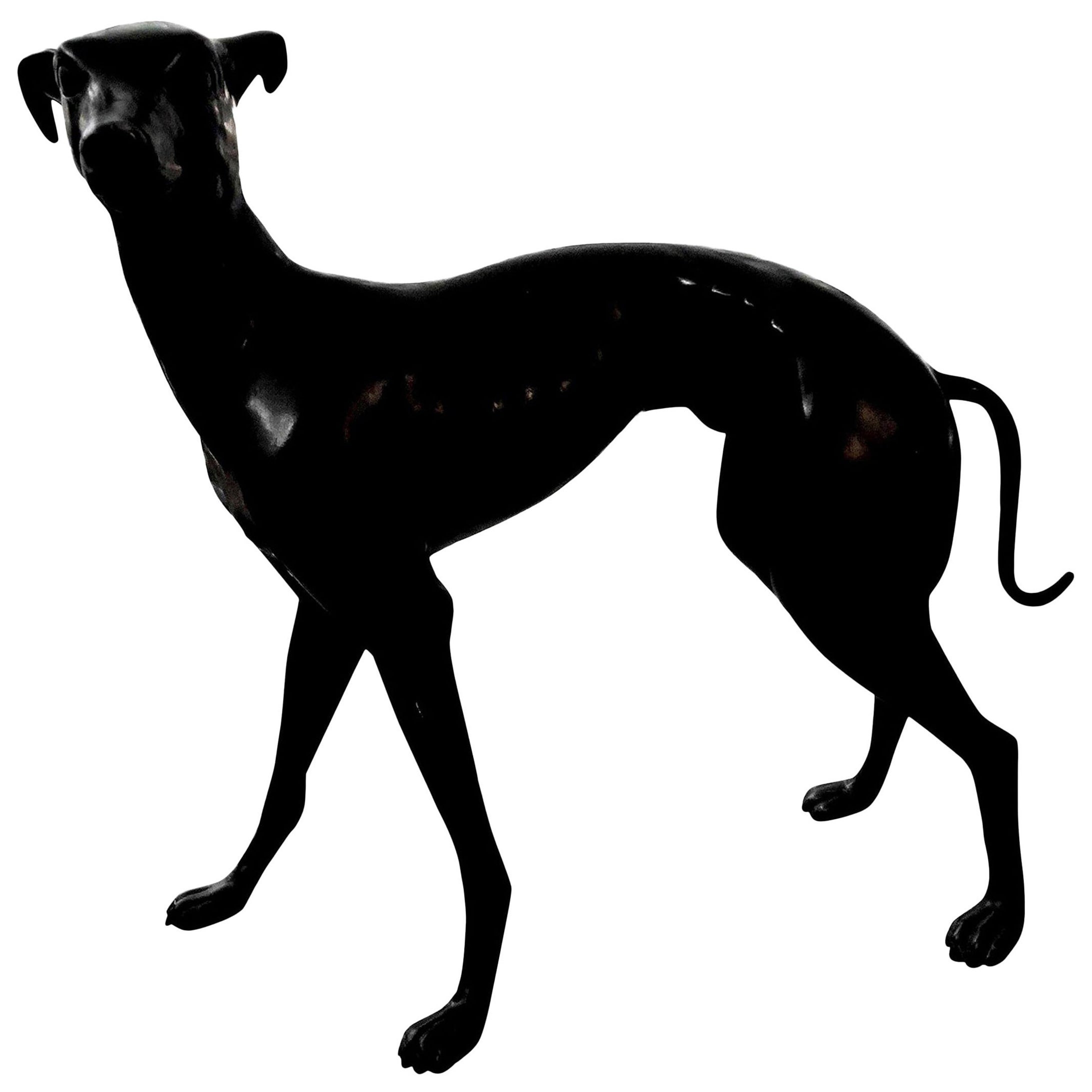 Escultura Whippet de bronce del siglo XX