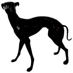 Sculpture en bronze du 20e siècle représentant un whippet