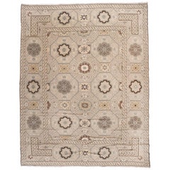 Tapis à médaillons à fleurs beige