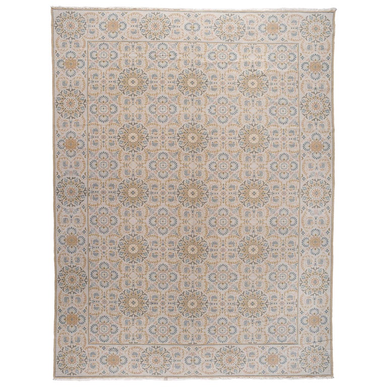 Blue and Gold Pattern Rug For Sale at 1stDibs