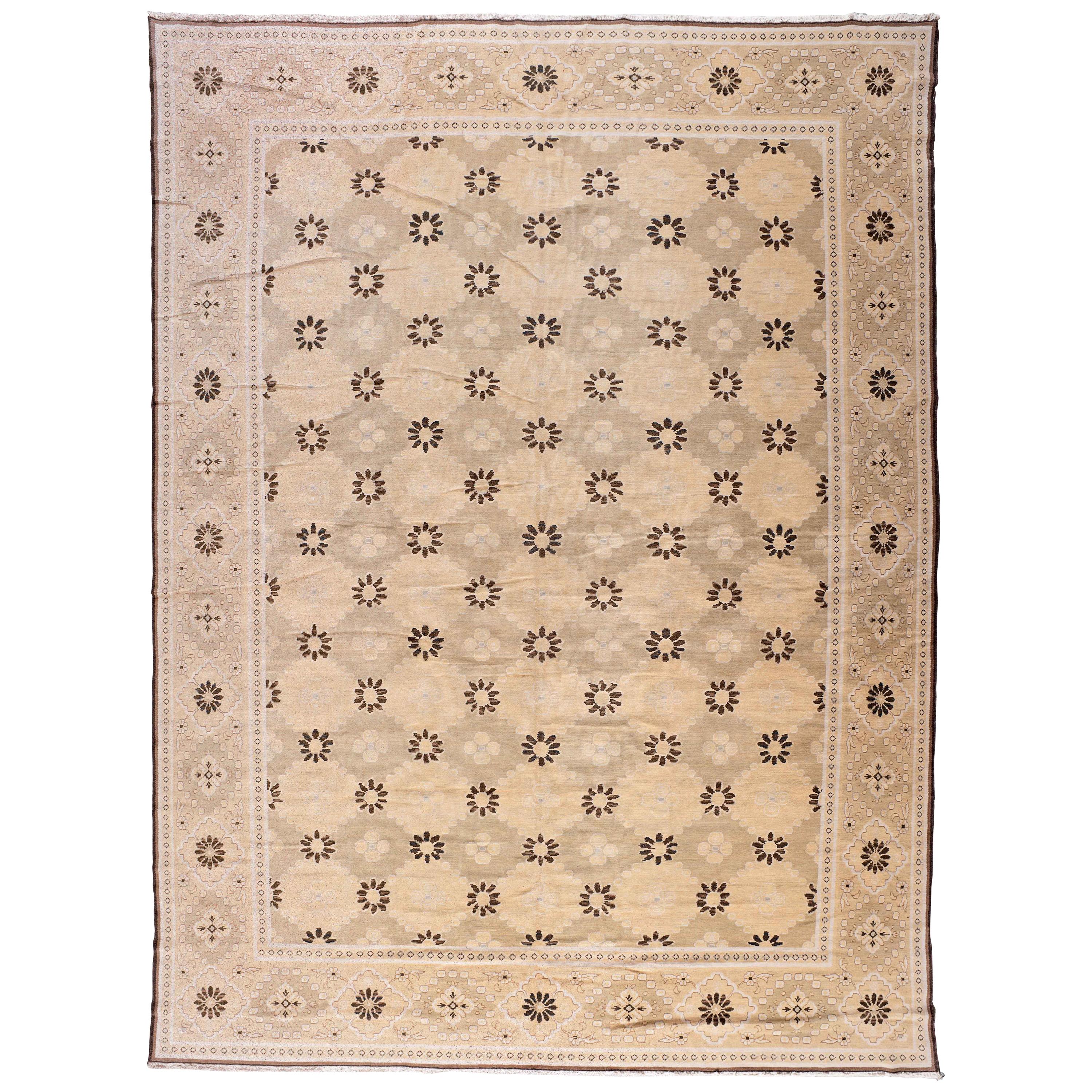 Brown and Gold Blossoms Rug For Sale