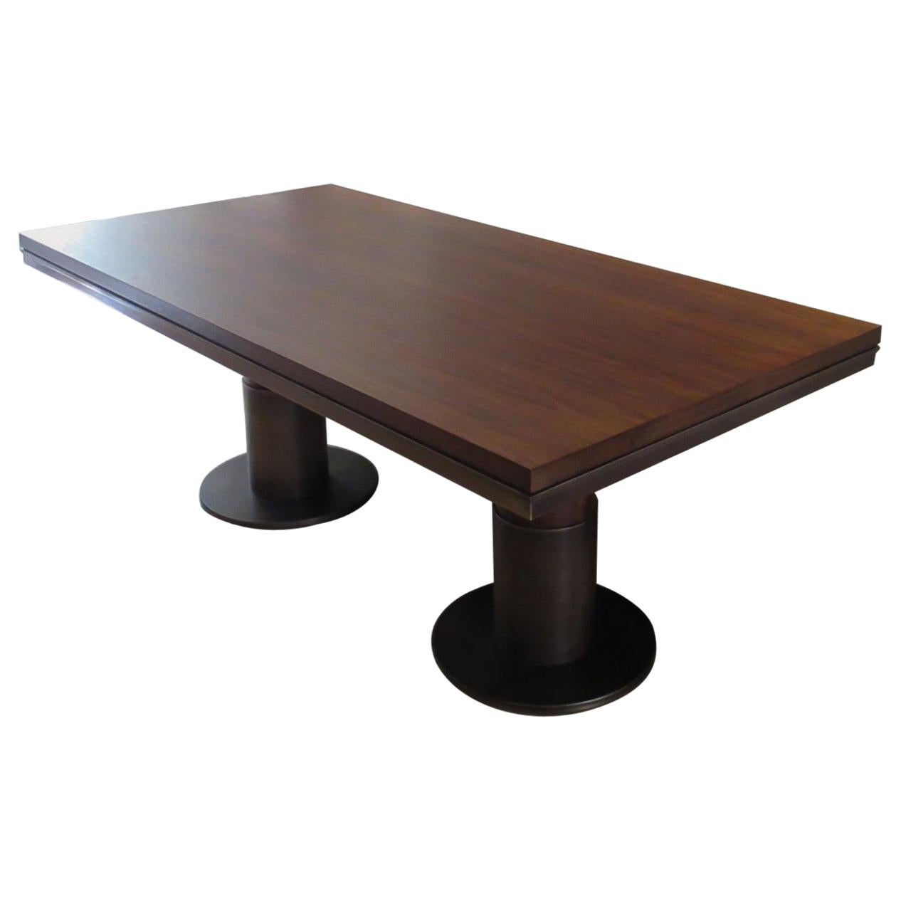 Constantine Oak Dining Table with Bronze Finished Base, by Mark Zeff For Sale