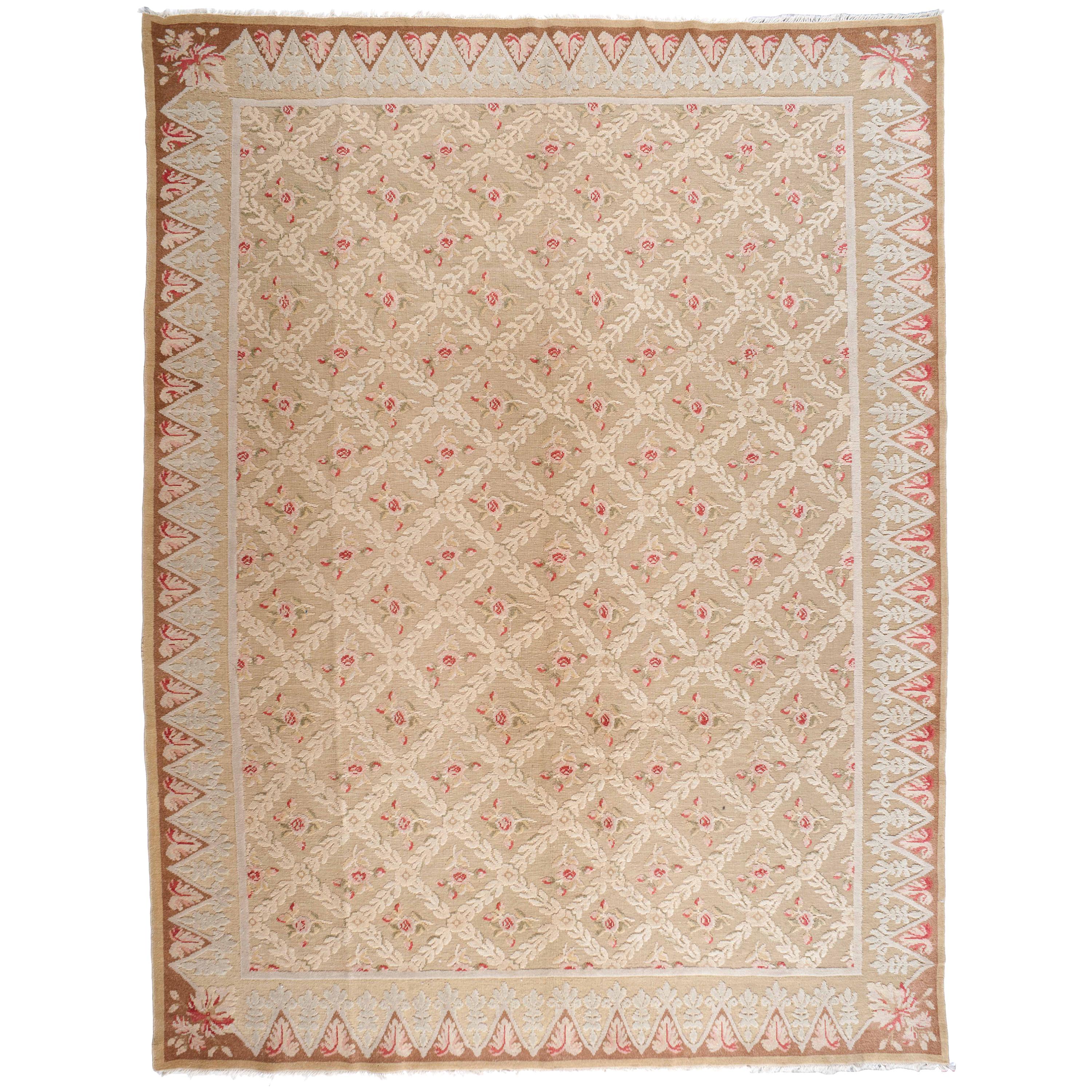 Axminster Pink Roses Area Rug For Sale