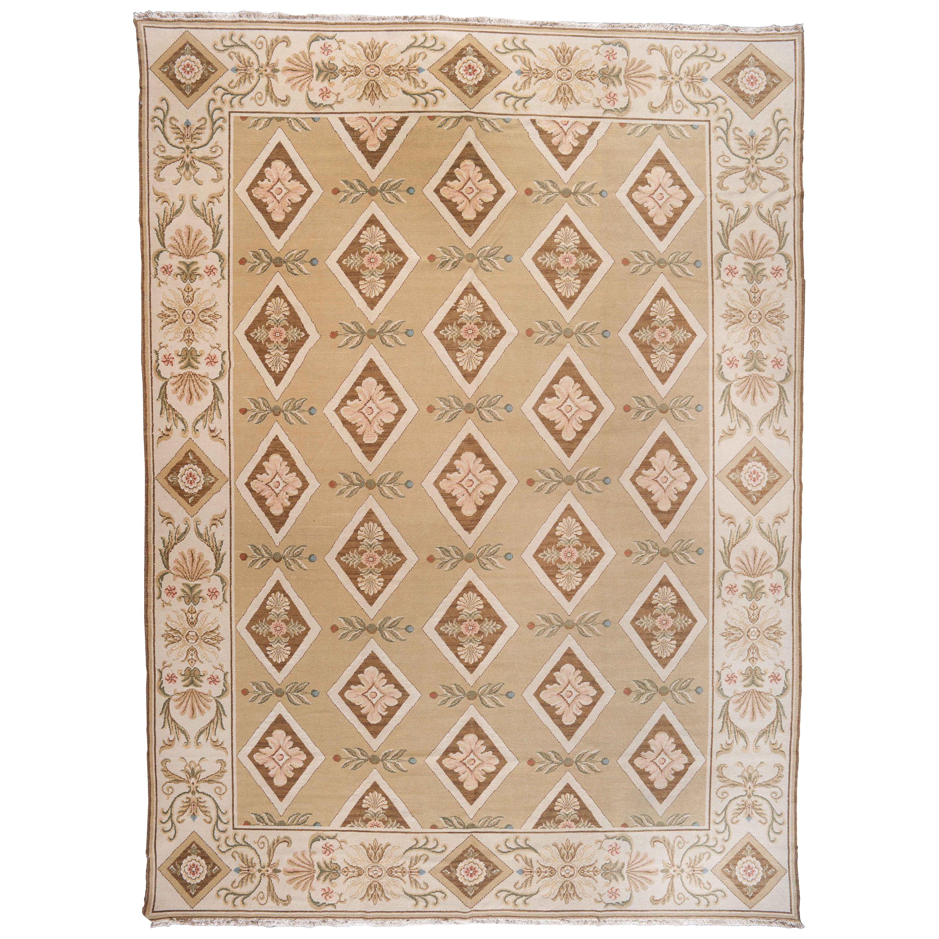 Tappeto Oro e Beige Fiori e Diamanti