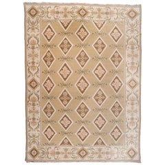 Gold and Beige Flowers and Diamonds Rug