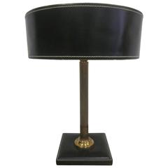Hand-Stitched Leather Desk Lamp Attributed to Hermes 1