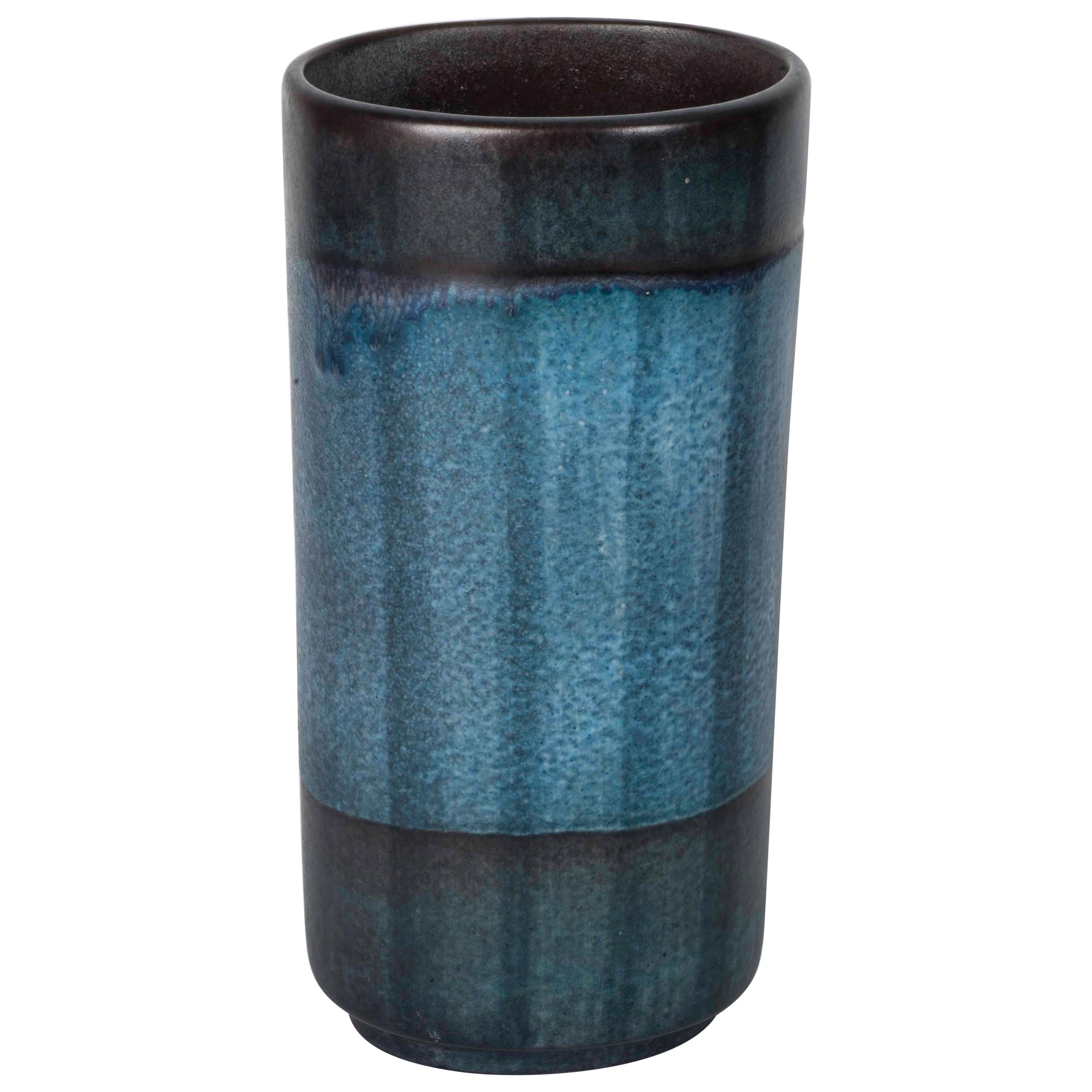 Danish Modernist Ceramic Vase in Blue and Green For Sale