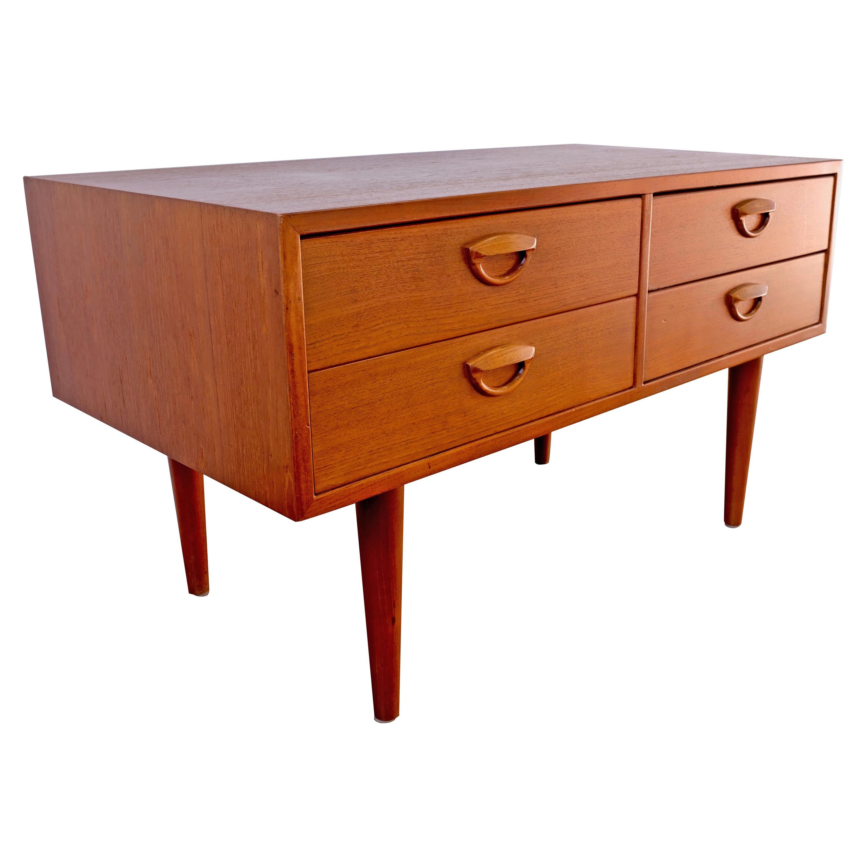 Kai Kristiansen Low Teak Dresser with 4 Drawers For Sale