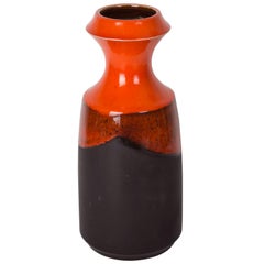 Danish Modernist Ceramic Vase in Orange and Black