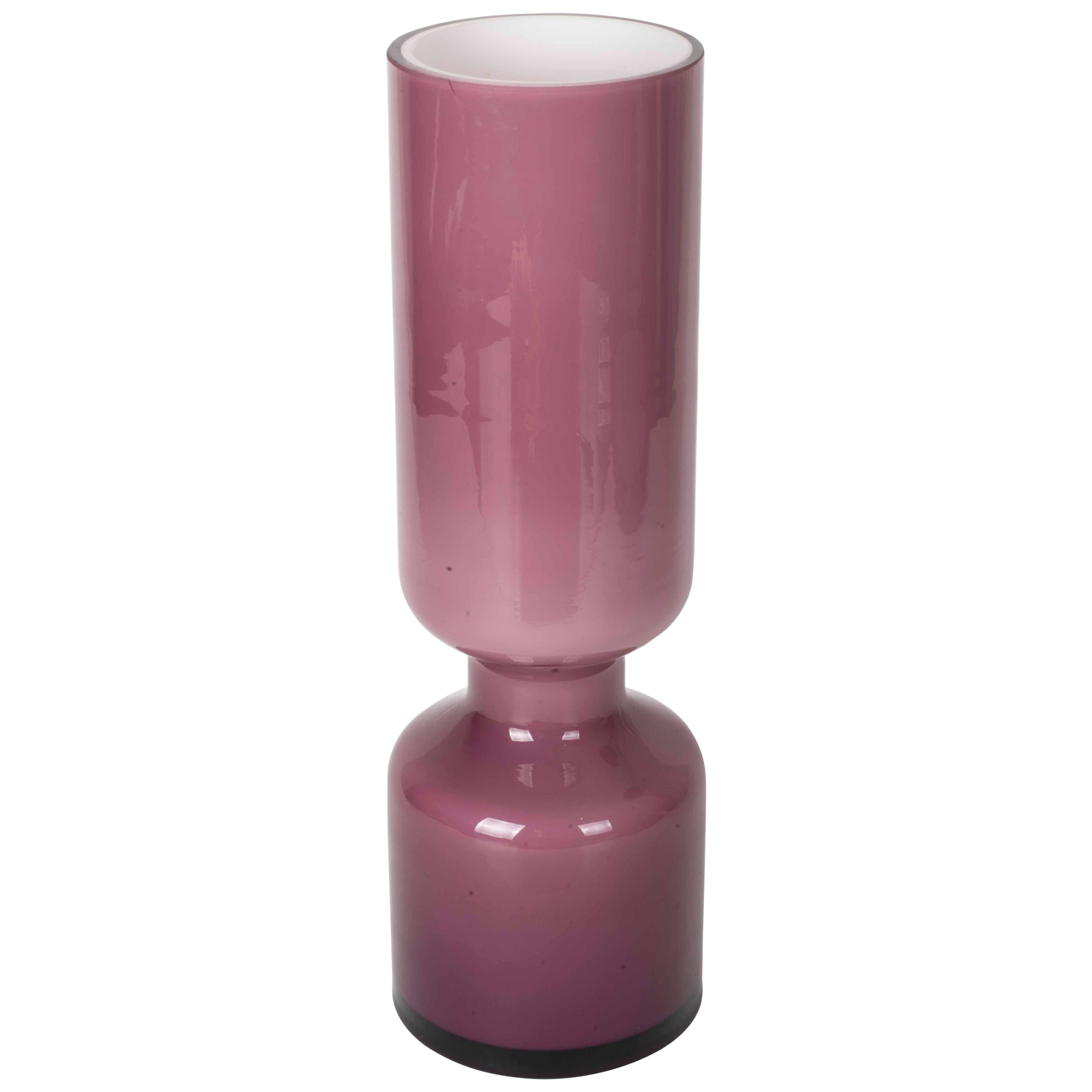 Modernist Pink and Clear Glass Vase For Sale