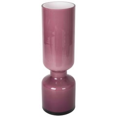 Modernist Pink and Clear Glass Vase