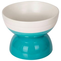 Ettore Sottsass Green and White Ceramic Vase Bolo Bowl