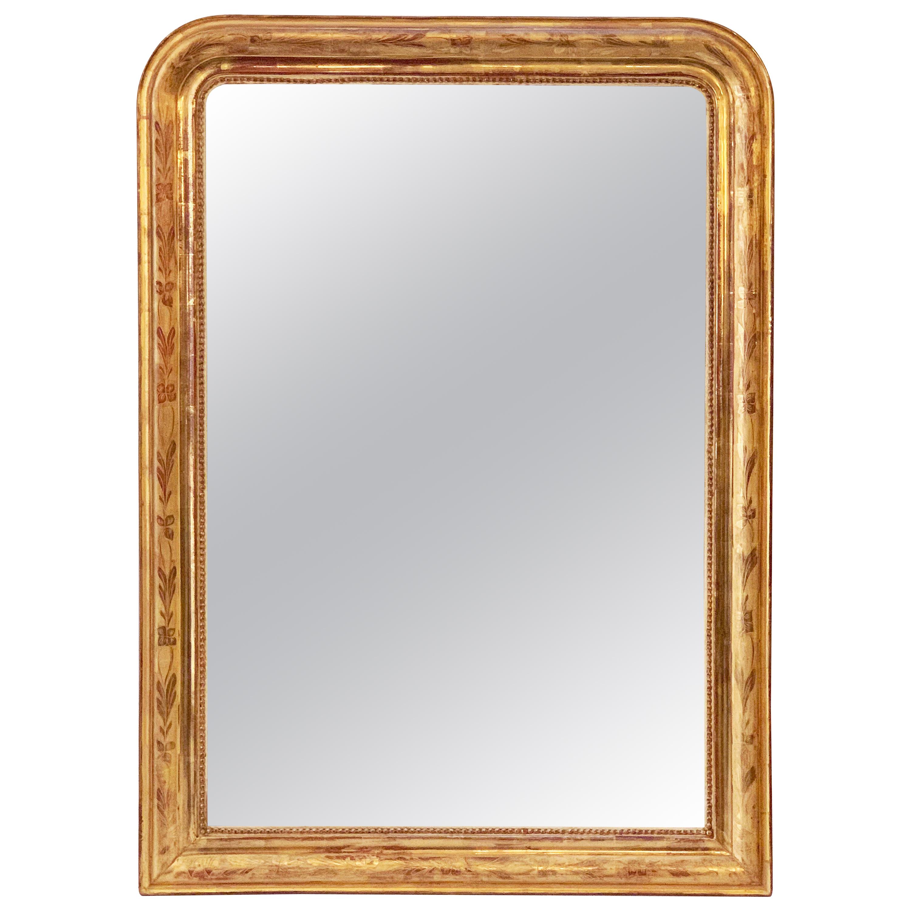Large Louis Philippe Arch Top Gilt Mirror (H 55 1/4 x W 40)