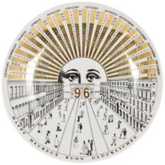 Vintage Piero Fornasetti White and Golden Calendar Plate, 1996