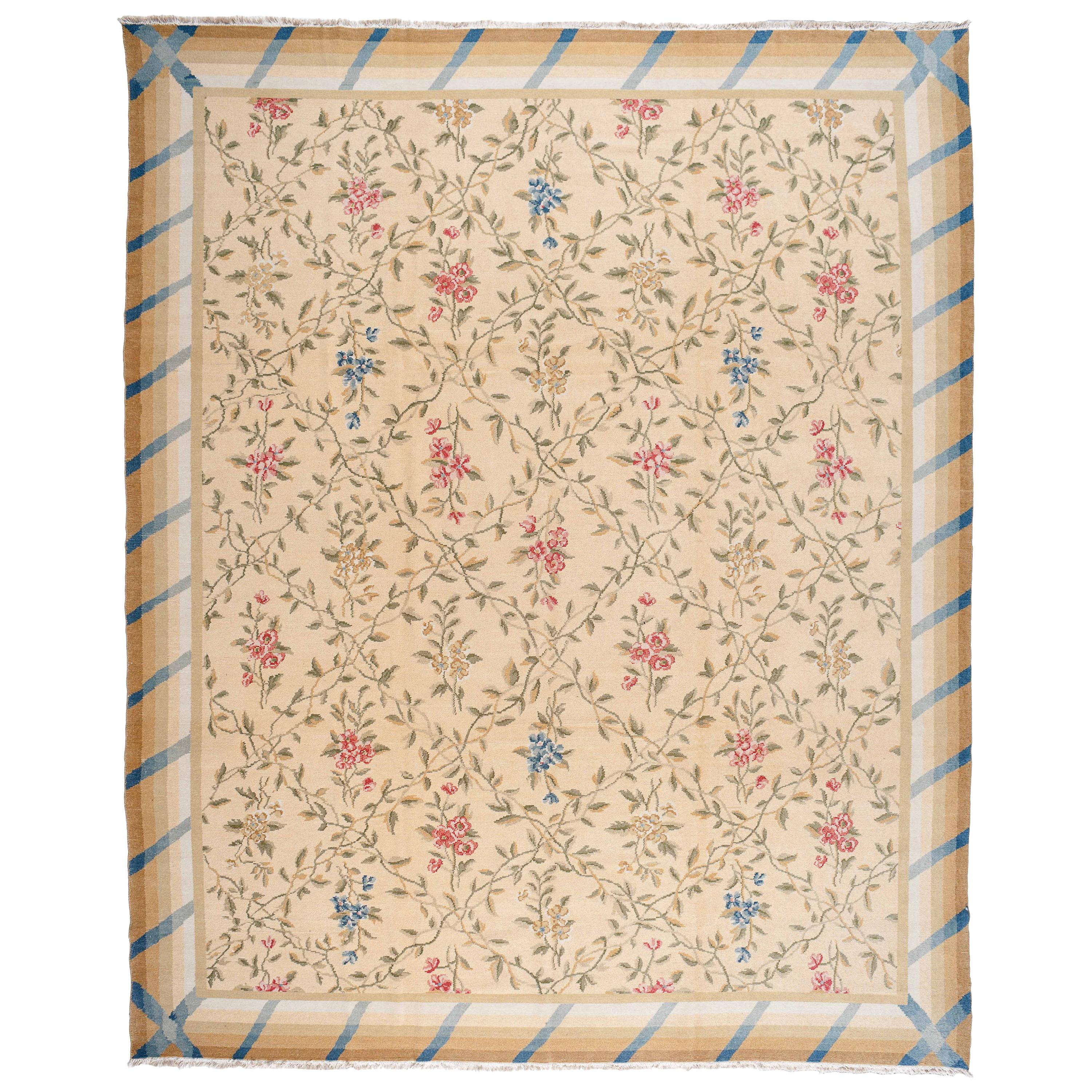 Bassarabian Floral Rug with Blue, Red and Gold