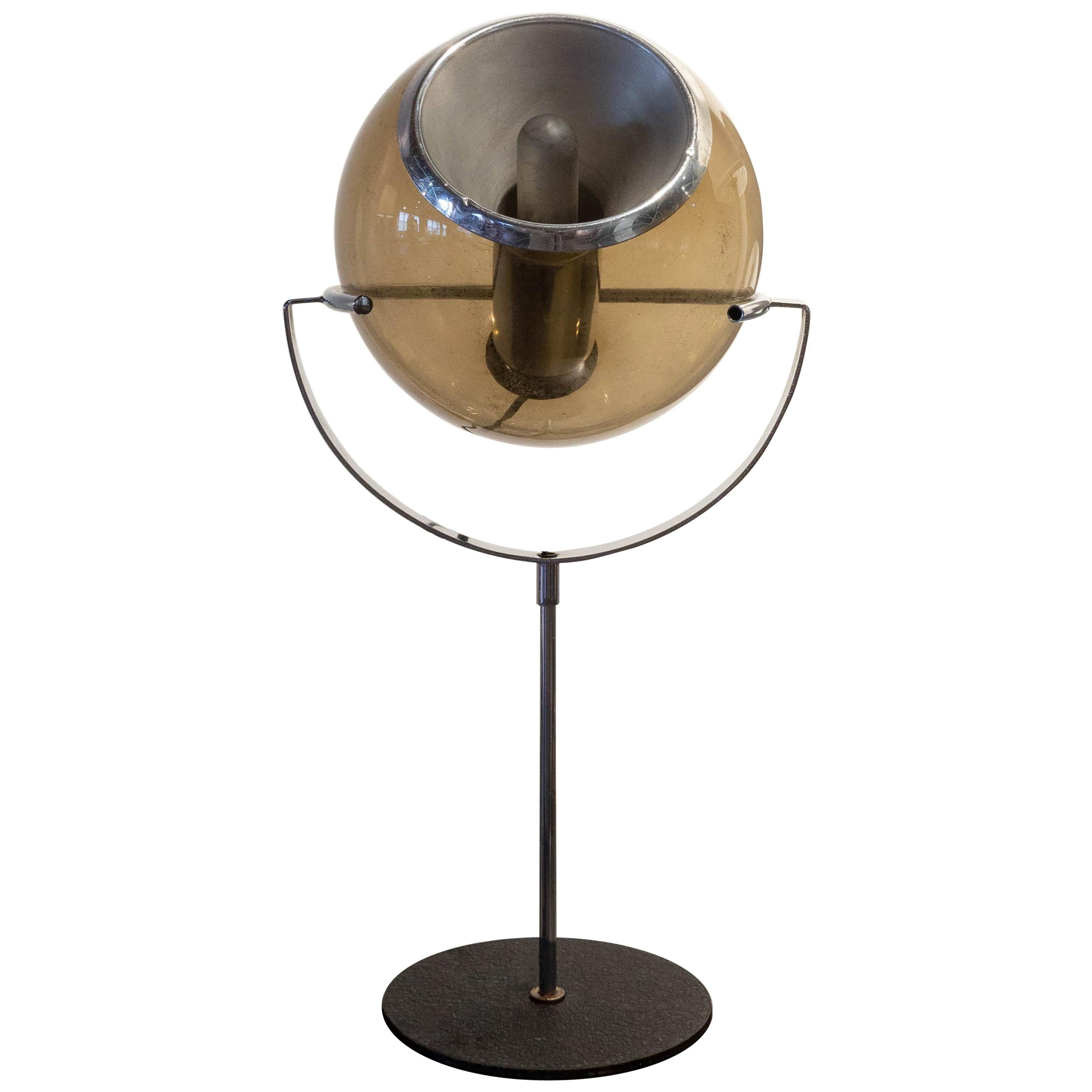 Frank Ligtelijn for RAAK Smoked Glass and Chrome Table Lamp