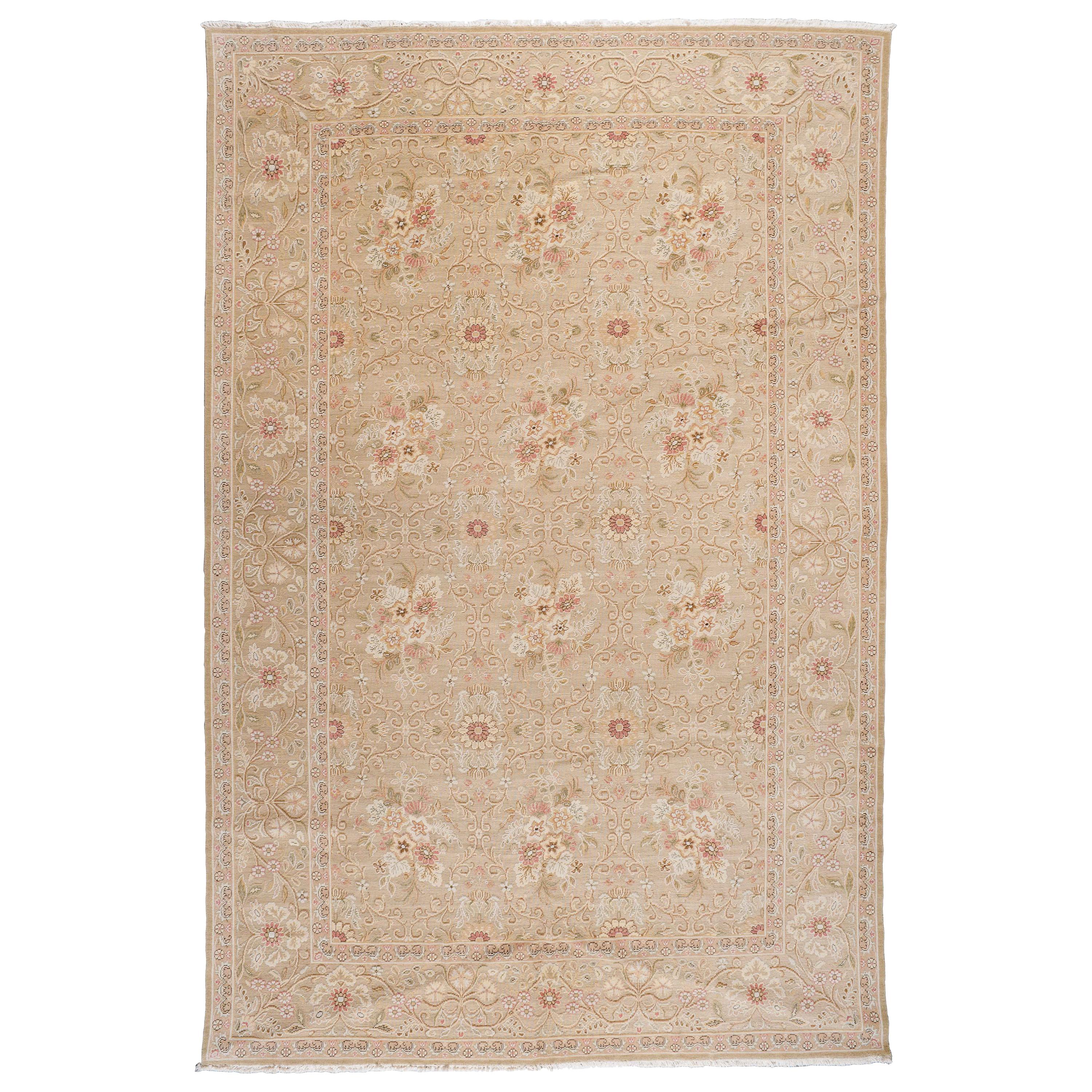 Floral Pink and Beige Rug For Sale