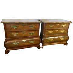 Baker Furniture Pair of Small Mahogany Dressers Nightstands Bombe Chests
