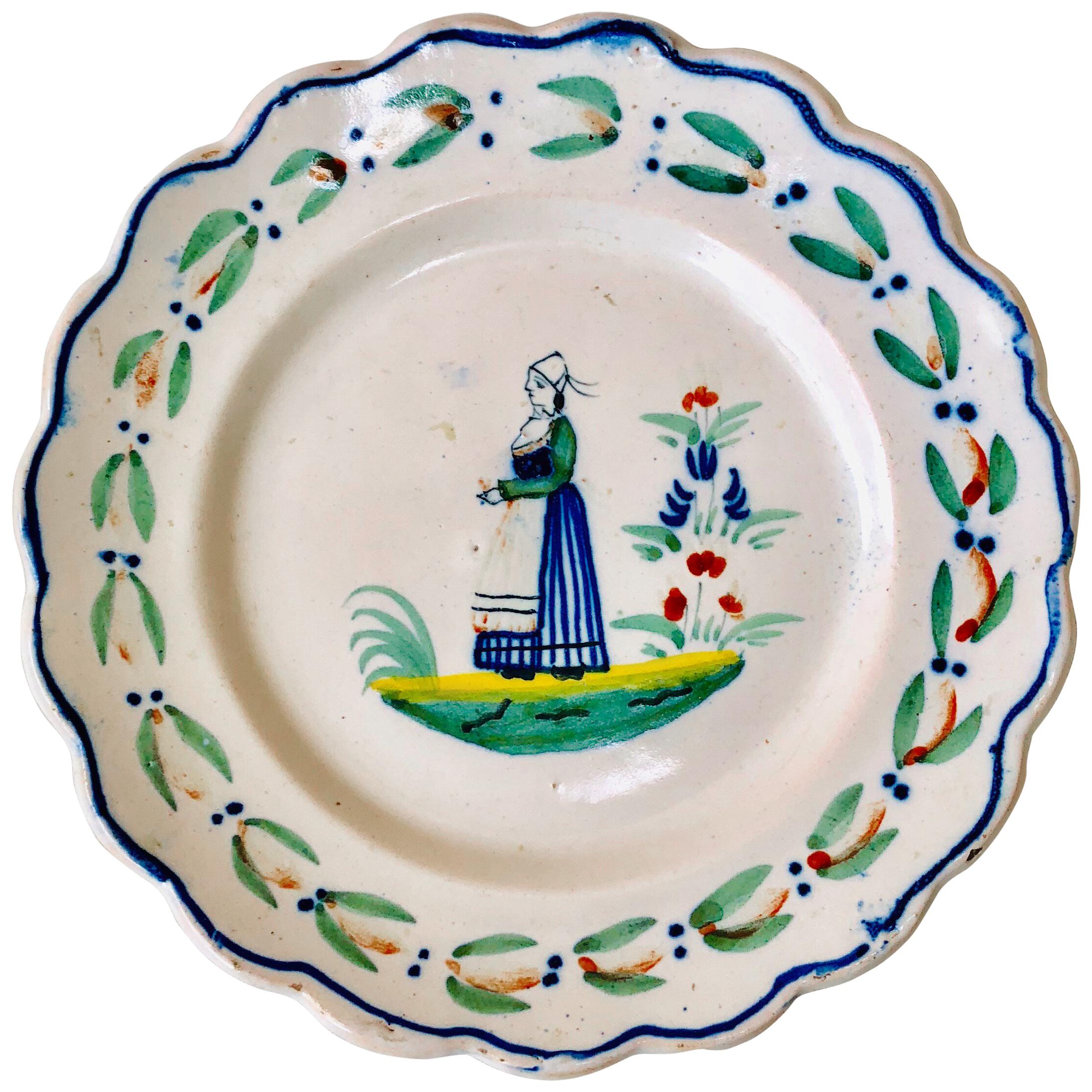 French Faience Quimper Plate, circa 1900