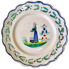 Antique French Faience Quimper Plate, circa 1900