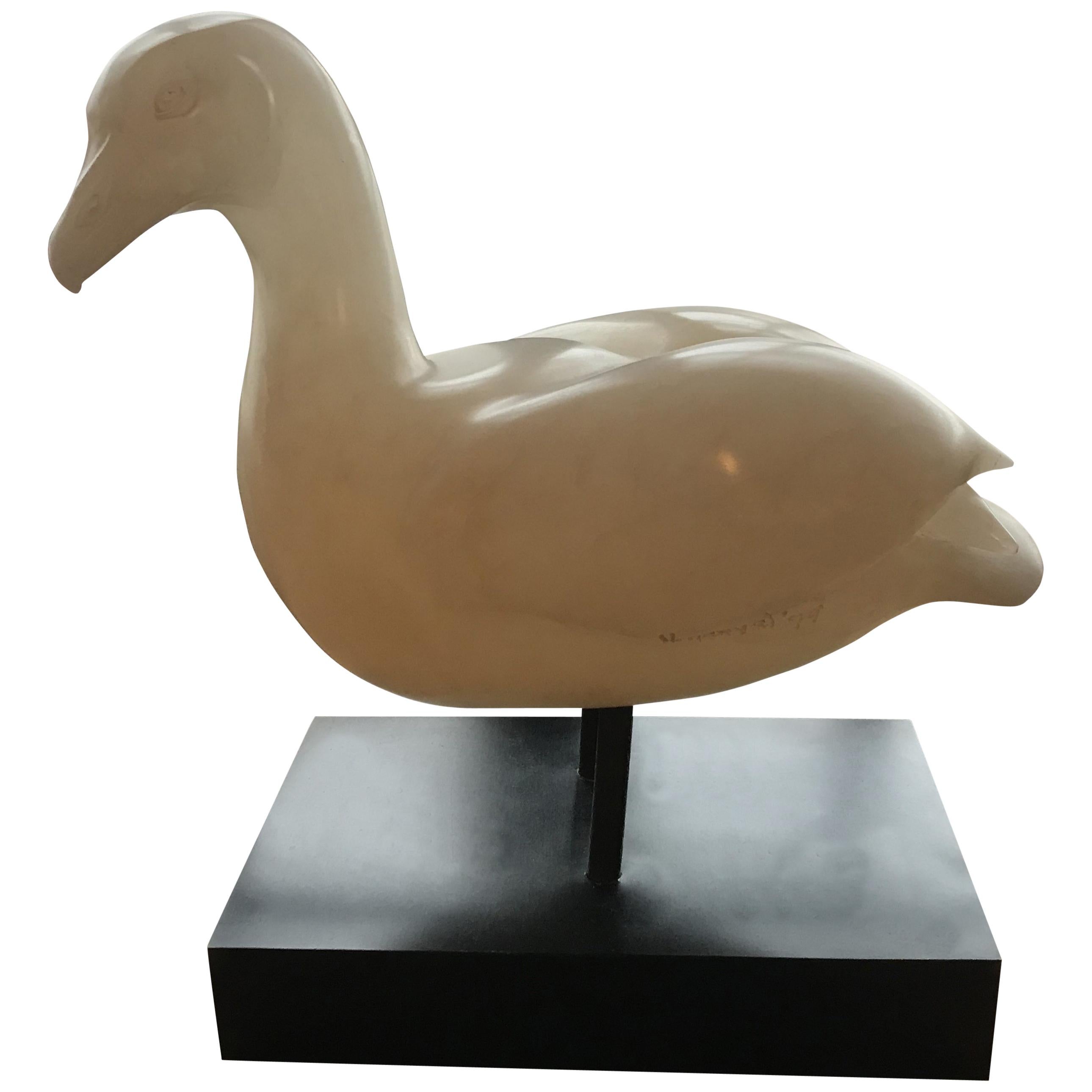 Midcentury Alabaster Duck Sculpture