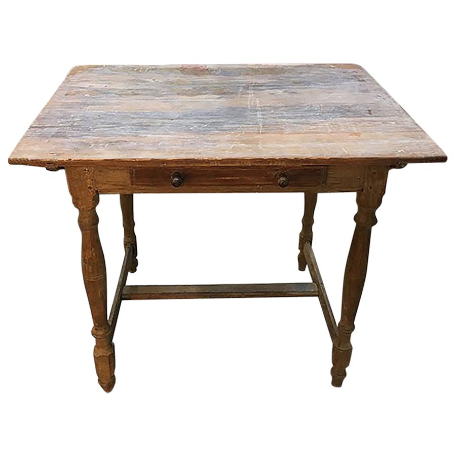Mid-19th Century Scandinavian Rococo Table with Carved Wooden Legs